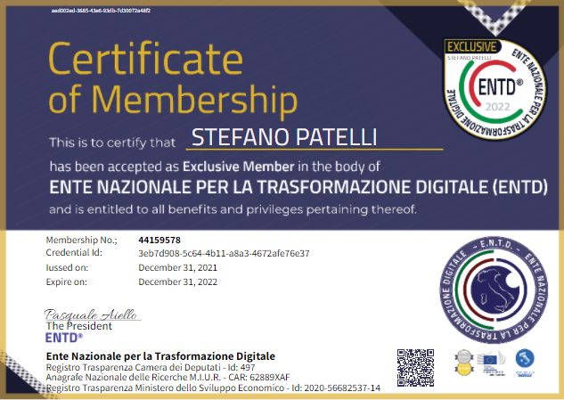 Stefano Patelli - innovation manager 2022 - ENTD ente nazionale per la trasformazione digitale 2022